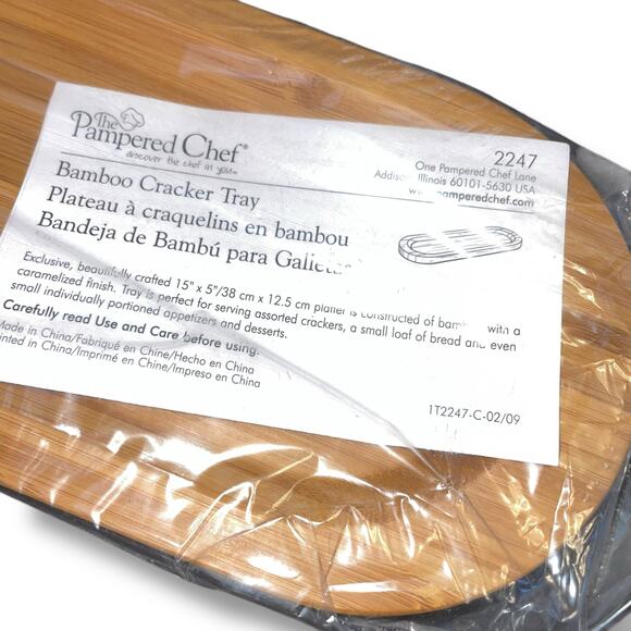 Pampered Chef Bamboo Cracker Snack Serving Party Tray Platter 2247 Wood 15 x 5" - Picture 8 of 10